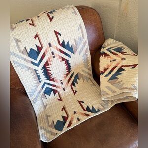 (2) Pendleton White Sands King Size Quilted Pillow Shams Boho Southwest Aztec
